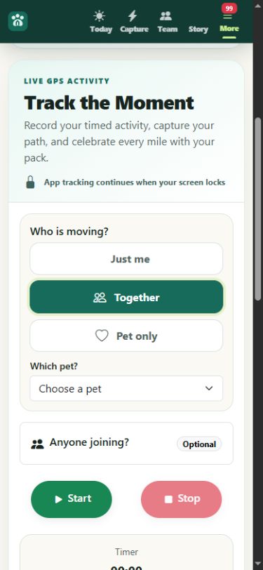 Together selected in Tracker with a pet selection field